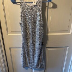 Abound Shimmering Silver Mini Dress NWOT Super Soft